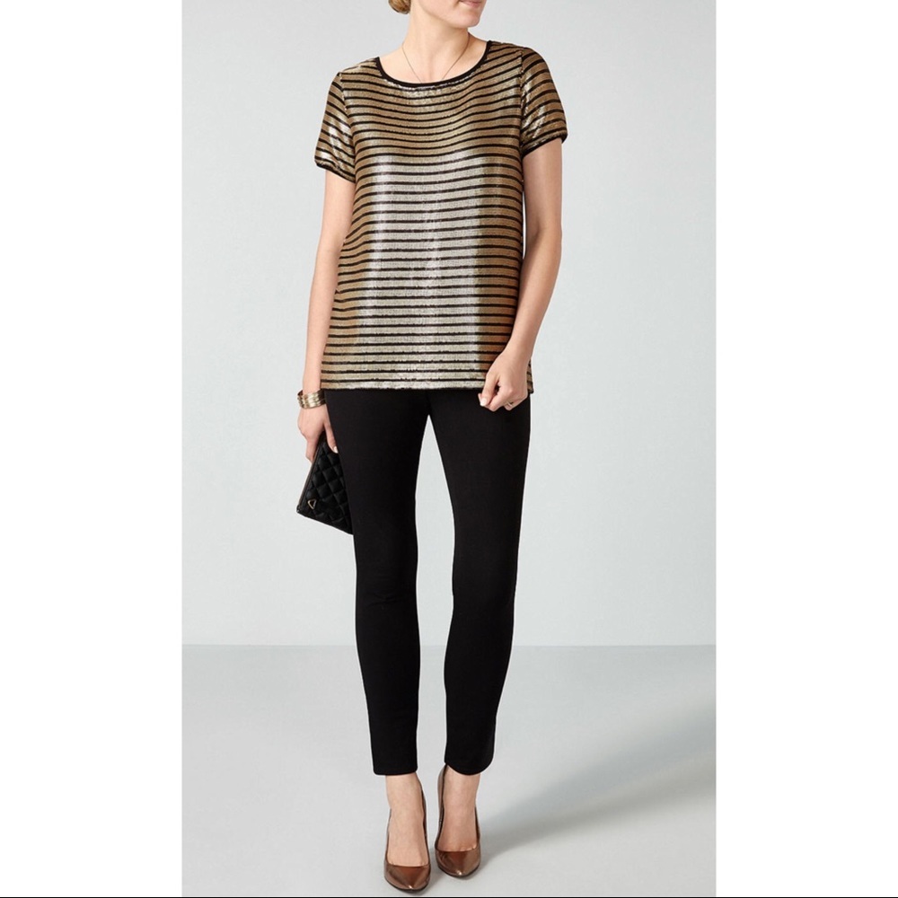 🆕 PURE COLLECTIONS black gold sequin striped top